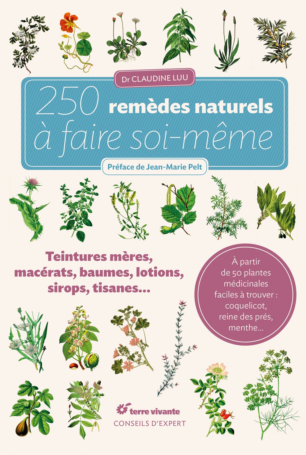 Livre, 250 remèdes naturels à faire soi-même, Claudine Luu, remèdes, herboristerie, terre vivante, nature, soin, plantes